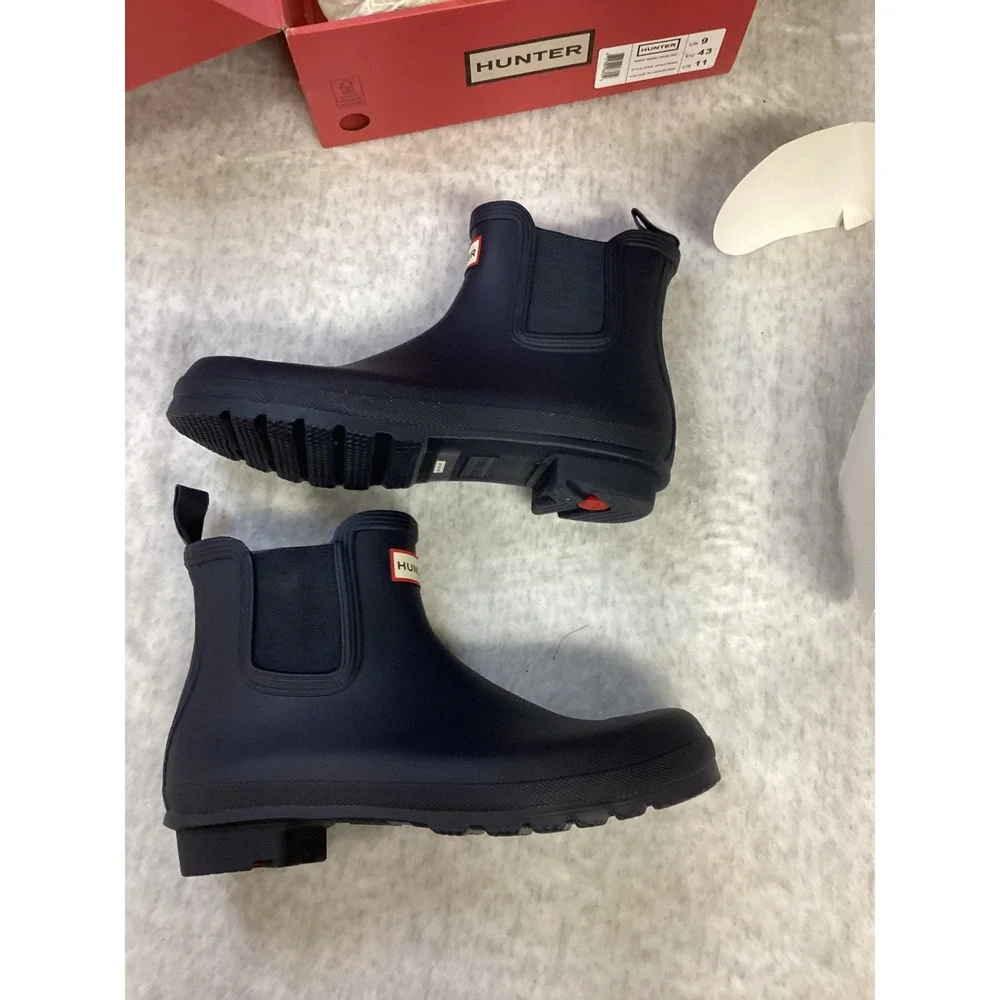 Hunter Womens Original Chelsea‎ Boot Navy Blue Matte Rain Boots WFS2078RMA US 11